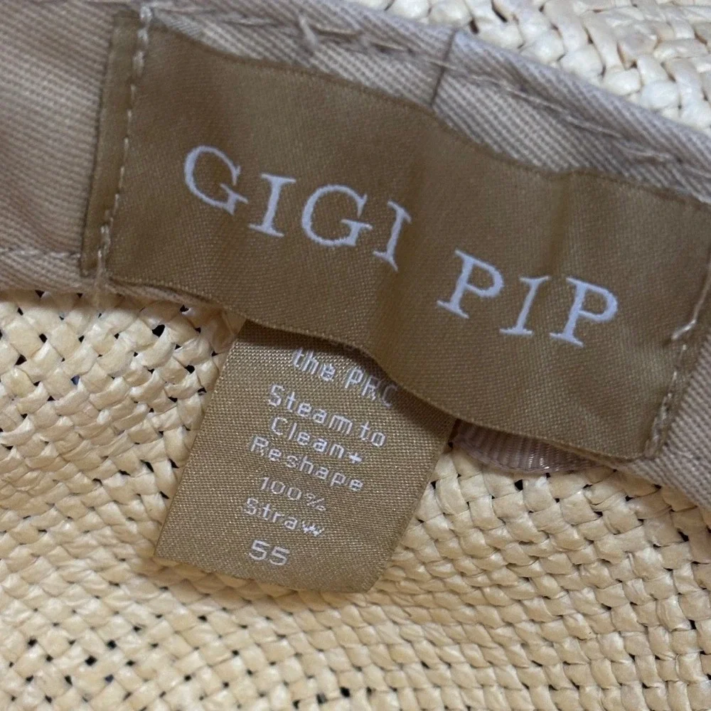 Gigi Pip Womens Wide Brim Fedora Straw Sun Hat XS Boho Summer Coastal Festival